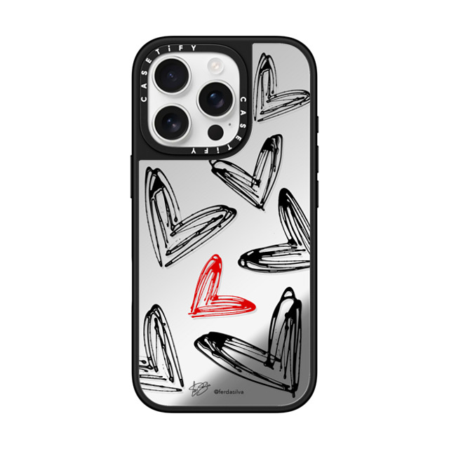Fer Da Sliva x CASETiFY iPhone 16 Pro ケース Heart,Love Silver on Black ミラーケース MagSafe対応 Corazon de Fer Multi B & R Father's Day Fer Da Sliva x CASETiFY iPhone 16 Pro ケース Heart,Love Silver on Black ミラーケース MagSafe対応 Corazon de Fer Multi B & R Father's Day