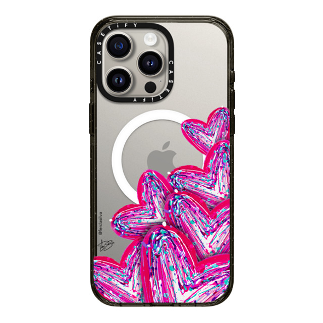 Fer Da Sliva x CASETiFY iPhone 15 Pro Max Case Heart,Love Black Impact Case MagSafe Compatible Corazon de Fer Multi-Magenta Mother's Day Fer Da Sliva x CASETiFY iPhone 15 Pro Max Case Heart,Love Black Impact Case MagSafe Compatible Corazon de Fer Multi-Magenta Mother's Day