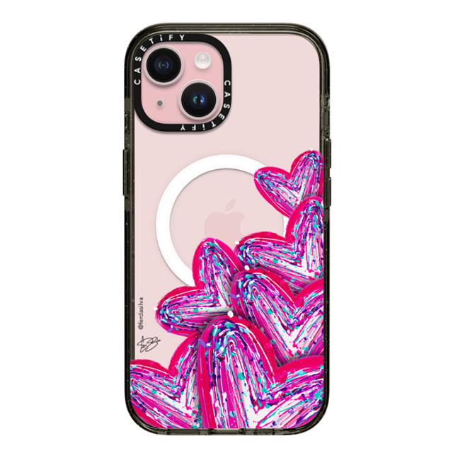 Fer Da Sliva x CASETiFY iPhone 15 Case Heart,Love Black Impact Case MagSafe Compatible Corazon de Fer Multi-Magenta Mother's Day Fer Da Sliva x CASETiFY iPhone 15 Case Heart,Love Black Impact Case MagSafe Compatible Corazon de Fer Multi-Magenta Mother's Day