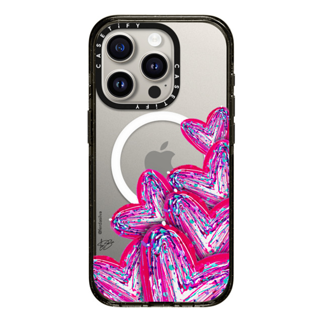 Fer Da Sliva x CASETiFY iPhone 15 Pro Case Heart,Love Black Impact Case MagSafe Compatible Corazon de Fer Multi-Magenta Mother's Day Fer Da Sliva x CASETiFY iPhone 15 Pro Case Heart,Love Black Impact Case MagSafe Compatible Corazon de Fer Multi-Magenta Mother's Day