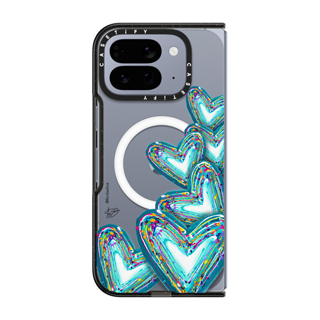 Fer Da Sliva x CASETiFY Pixel 10 Pro Fold ケース Heart,Love ブラック Impact Magnetic Case Corazon de Fer Multi-Teal
