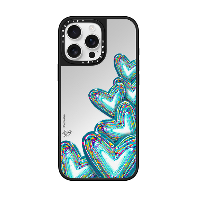 Fer Da Sliva x CASETiFY iPhone 16 Pro Max ケース Heart,Love Silver on Black ミラーケース MagSafe対応 Corazon de Fer Multi-Teal Back to School Fer Da Sliva x CASETiFY iPhone 16 Pro Max ケース Heart,Love Silver on Black ミラーケース MagSafe対応 Corazon de Fer Multi-Teal Back to School