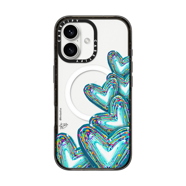 Fer Da Sliva x CASETiFY iPhone 16 Case Heart,Love Black Impact Case MagSafe Compatible Corazon de Fer Multi-Teal Mother's Day Fer Da Sliva x CASETiFY iPhone 16 Case Heart,Love Black Impact Case MagSafe Compatible Corazon de Fer Multi-Teal Mother's Day