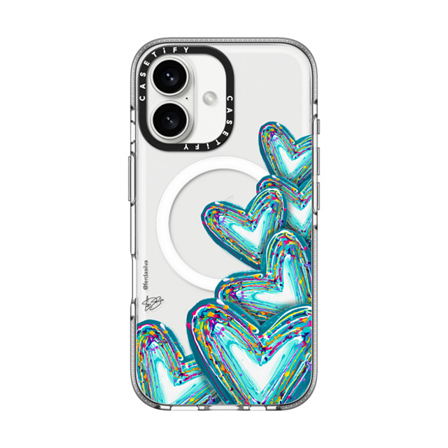 Fer Da Sliva x CASETiFY iPhone 16 Case Heart,Love Clear Clear Case MagSafe Compatible Corazon de Fer Multi-Teal Mother's Day Fer Da Sliva x CASETiFY iPhone 16 Case Heart,Love Clear Clear Case MagSafe Compatible Corazon de Fer Multi-Teal Mother's Day