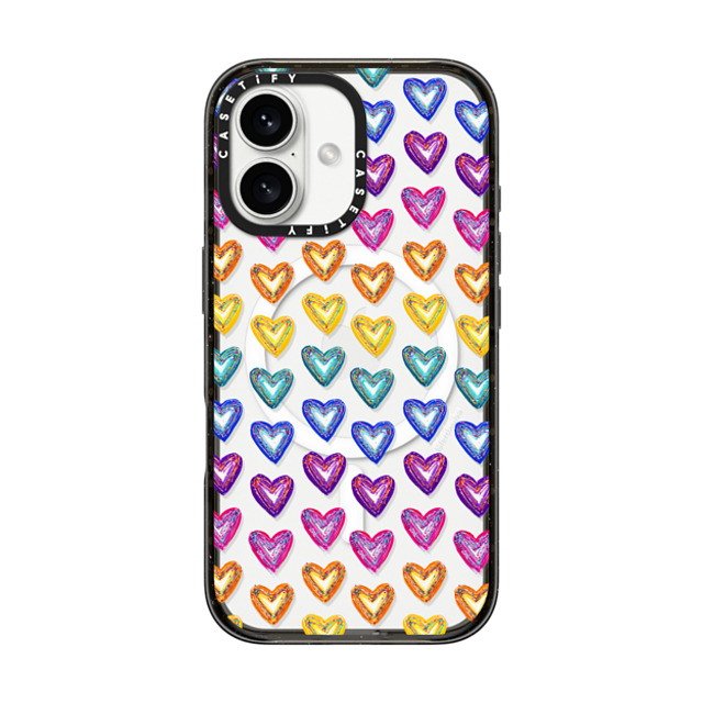 Fer Da Sliva x CASETiFY iPhone 16 Case Heart,Rainbow Black Impact Case MagSafe Compatible Love the colors zig zag Mother's Day Fer Da Sliva x CASETiFY iPhone 16 Case Heart,Rainbow Black Impact Case MagSafe Compatible Love the colors zig zag Mother's Day
