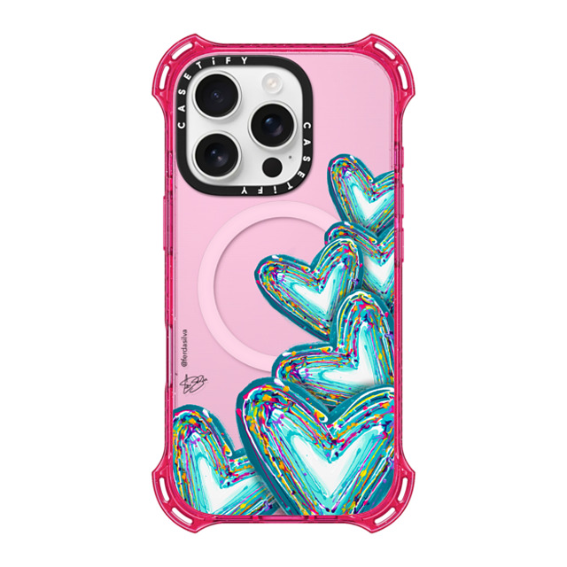 Fer Da Sliva x CASETiFY iPhone 16 Pro Case プリムローズ ピンク バウンスケース Corazon de Fer Multi-Teal Fer Da Sliva x CASETiFY iPhone 16 Pro Case プリムローズ ピンク バウンスケース Corazon de Fer Multi-Teal