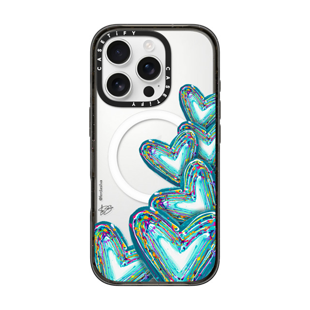 Fer Da Sliva x CASETiFY iPhone 16 Pro Case Heart,Love Black Impact Case MagSafe Compatible Corazon de Fer Multi-Teal Mother's Day Fer Da Sliva x CASETiFY iPhone 16 Pro Case Heart,Love Black Impact Case MagSafe Compatible Corazon de Fer Multi-Teal Mother's Day