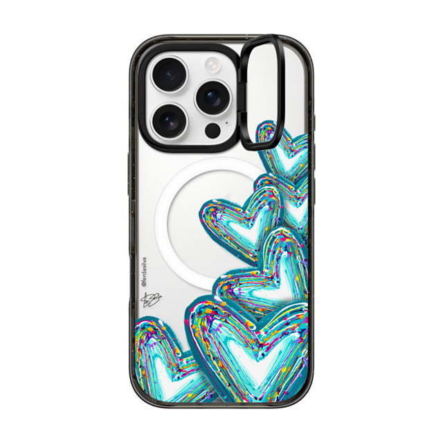 Fer Da Sliva x CASETiFY iPhone 16 Pro Case Heart,Love Black インパクトリングスタンドケース MagSafe対応 Corazon de Fer Multi-Teal Mother's Day Fer Da Sliva x CASETiFY iPhone 16 Pro Case Heart,Love Black インパクトリングスタンドケース MagSafe対応 Corazon de Fer Multi-Teal Mother's Day