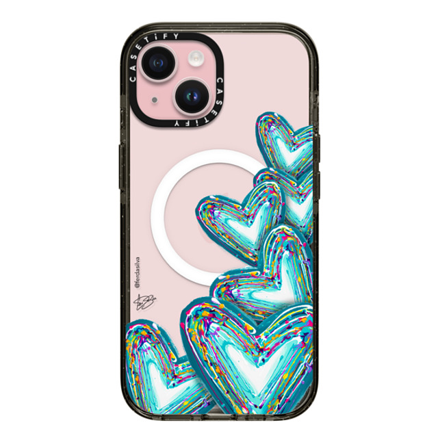Fer Da Sliva x CASETiFY iPhone 15 Case Heart,Love Black Impact Case MagSafe Compatible Corazon de Fer Multi-Teal Mother's Day Fer Da Sliva x CASETiFY iPhone 15 Case Heart,Love Black Impact Case MagSafe Compatible Corazon de Fer Multi-Teal Mother's Day