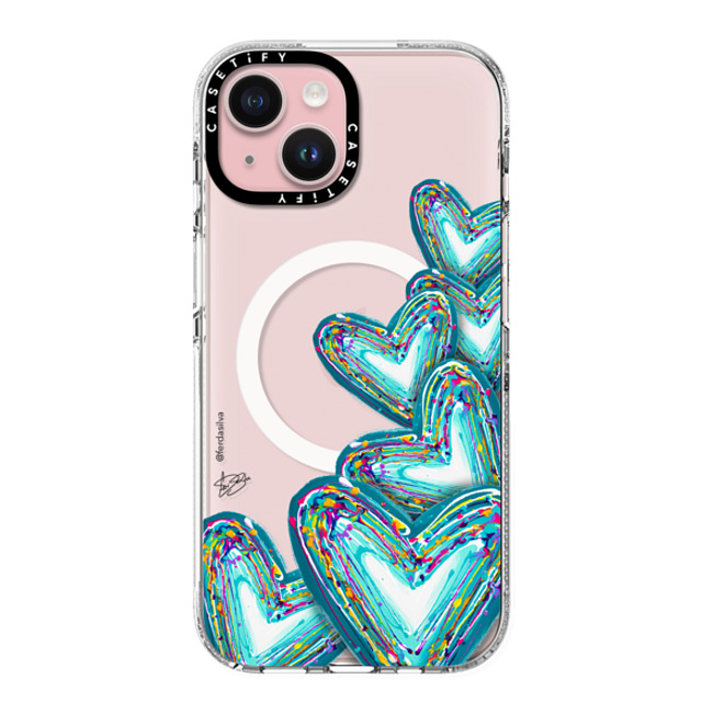 Fer Da Sliva x CASETiFY iPhone 15 Case Heart,Love Clear Clear Case MagSafe Compatible Corazon de Fer Multi-Teal Mother's Day Fer Da Sliva x CASETiFY iPhone 15 Case Heart,Love Clear Clear Case MagSafe Compatible Corazon de Fer Multi-Teal Mother's Day