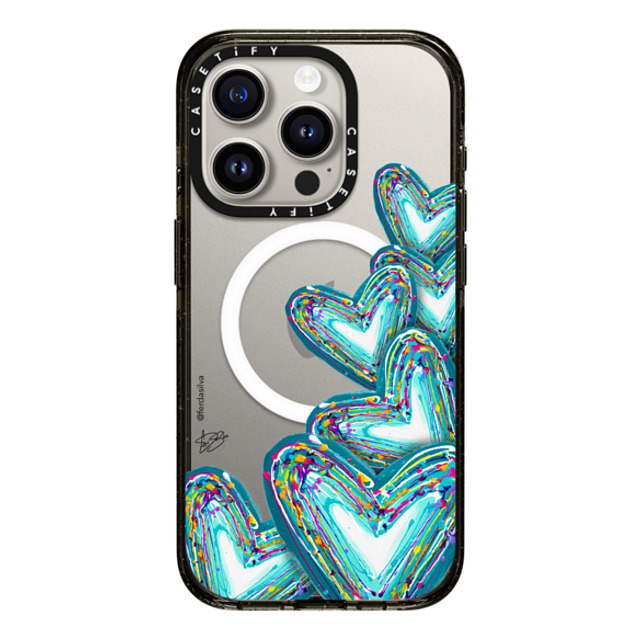 Fer Da Sliva x CASETiFY iPhone 15 Pro Case Heart,Love Black Impact Case MagSafe Compatible Corazon de Fer Multi-Teal Mother's Day Fer Da Sliva x CASETiFY iPhone 15 Pro Case Heart,Love Black Impact Case MagSafe Compatible Corazon de Fer Multi-Teal Mother's Day