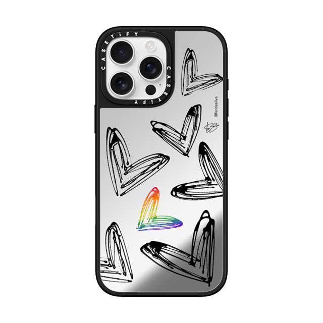 Fer Da Sliva x CASETiFY iPhone 16 Pro Max Case Heart,Love Silver on Black ミラーケース MagSafe対応 Love one all Father's Day Fer Da Sliva x CASETiFY iPhone 16 Pro Max Case Heart,Love Silver on Black ミラーケース MagSafe対応 Love one all Father's Day