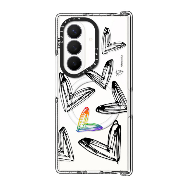 Fer Da Sliva x CASETiFY Galaxy Z Fold8 Ultra �P�[�X Heart,Love �N���A �}�O�l�b�g�� �C���p�N�g�P�[�X Love one all