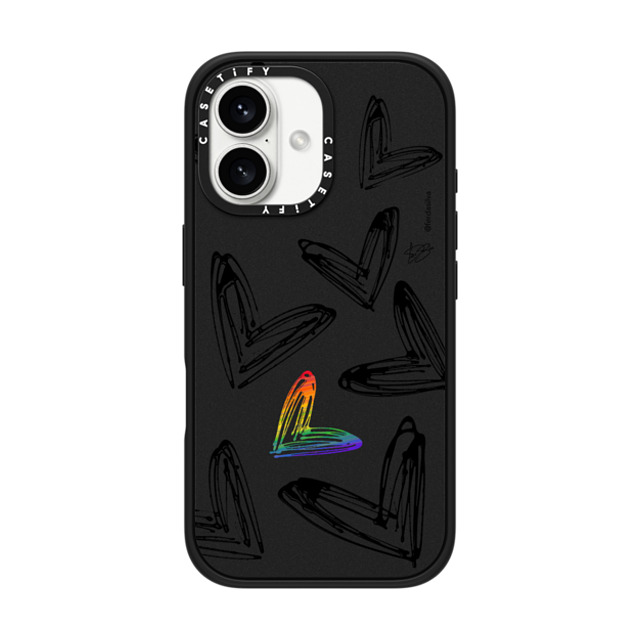 Fer Da Sliva x CASETiFY iPhone 16 Case Heart,Love Matte Black Impact Case MagSafe Compatible Love one all Father's Day Fer Da Sliva x CASETiFY iPhone 16 Case Heart,Love Matte Black Impact Case MagSafe Compatible Love one all Father's Day