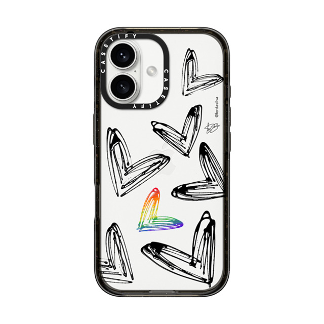 Fer Da Sliva x CASETiFY iPhone 16 ケース Heart,Love ブラック インパクトケース Love one all Father's Day Fer Da Sliva x CASETiFY iPhone 16 ケース Heart,Love ブラック インパクトケース Love one all Father's Day
