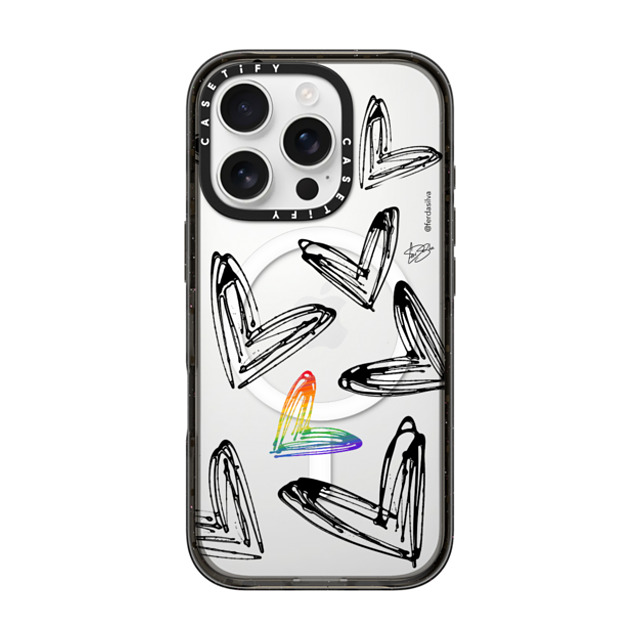 Fer Da Sliva x CASETiFY iPhone 16 Pro Case Heart,Love Black Impact Case MagSafe Compatible Love one all Father's Day Fer Da Sliva x CASETiFY iPhone 16 Pro Case Heart,Love Black Impact Case MagSafe Compatible Love one all Father's Day