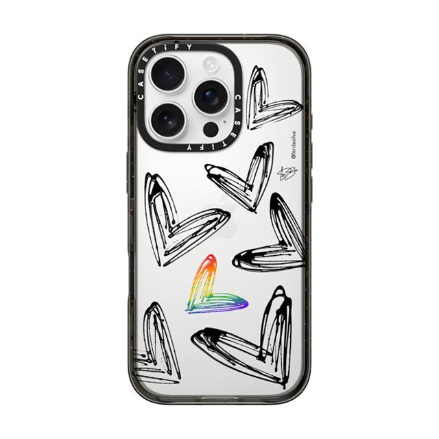Fer Da Sliva x CASETiFY iPhone 16 Pro ケース Heart,Love ブラック インパクトケース Love one all Back to School Fer Da Sliva x CASETiFY iPhone 16 Pro ケース Heart,Love ブラック インパクトケース Love one all Back to School