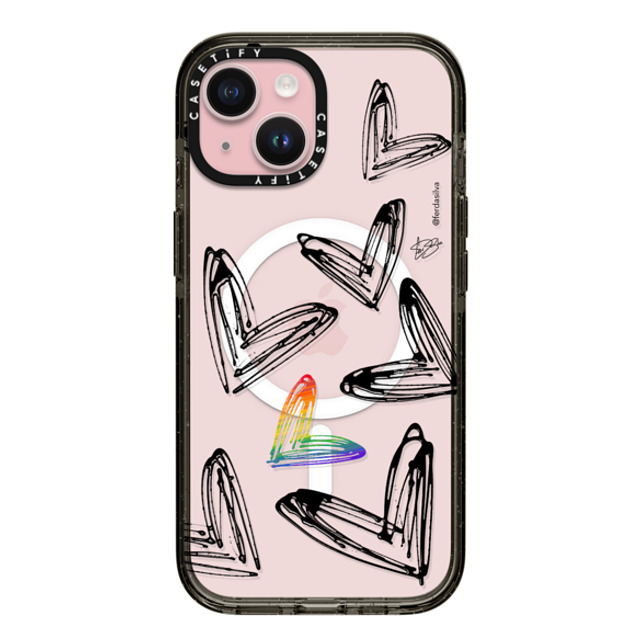 Fer Da Sliva x CASETiFY iPhone 15 ケース Heart,Love ブラック インパクトケース MagSafe対応 Love one all Back to School Fer Da Sliva x CASETiFY iPhone 15 ケース Heart,Love ブラック インパクトケース MagSafe対応 Love one all Back to School