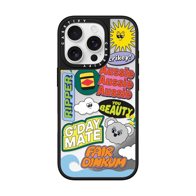 Jam House x CASETiFY iPhone 16 Pro ケース Silver on Black ミラーケース MagSafe対応 Aussie, Aussie, Aussie by Jam House Father's Day Jam House x CASETiFY iPhone 16 Pro ケース Silver on Black ミラーケース MagSafe対応 Aussie, Aussie, Aussie by Jam House Father's Day