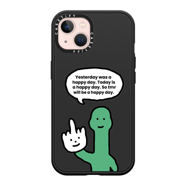 CASETiFY iPhone 13 ケース マットブラック インパクトケース MagSafe対応 I Have Something To Say Custom Case - (Yesterday was a happy day. Today is a happy day. So tmr will be a happy day.) chloechan442