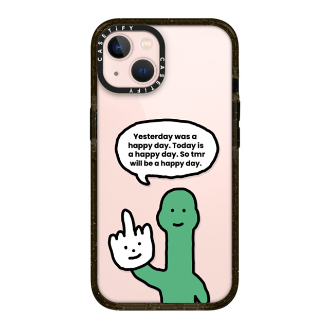 CASETiFY iPhone 13 ケース ブラック インパクトケース I Have Something To Say Custom Case - (Yesterday was a happy day. Today is a happy day. So tmr will be a happy day.) chloechan442