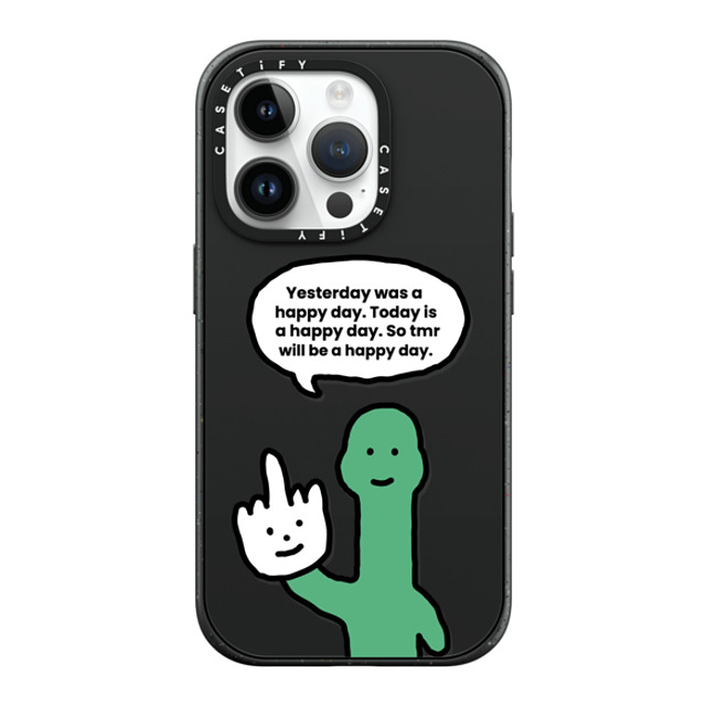 CASETiFY iPhone 14 Pro ケース マットブラック インパクトケース MagSafe対応 I Have Something To Say Custom Case - (Yesterday was a happy day. Today is a happy day. So tmr will be a happy day.) chloechan442