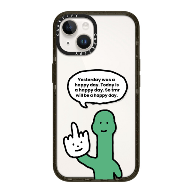 CASETiFY iPhone 14 ケース ブラック インパクトケース I Have Something To Say Custom Case - (Yesterday was a happy day. Today is a happy day. So tmr will be a happy day.) chloechan442