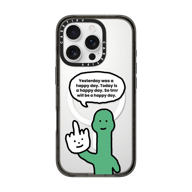 CASETiFY iPhone 16 Pro ケース ブラック インパクトケース MagSafe対応 I Have Something To Say Custom Case - (Yesterday was a happy day. Today is a happy day. So tmr will be a happy day.) chloechan442