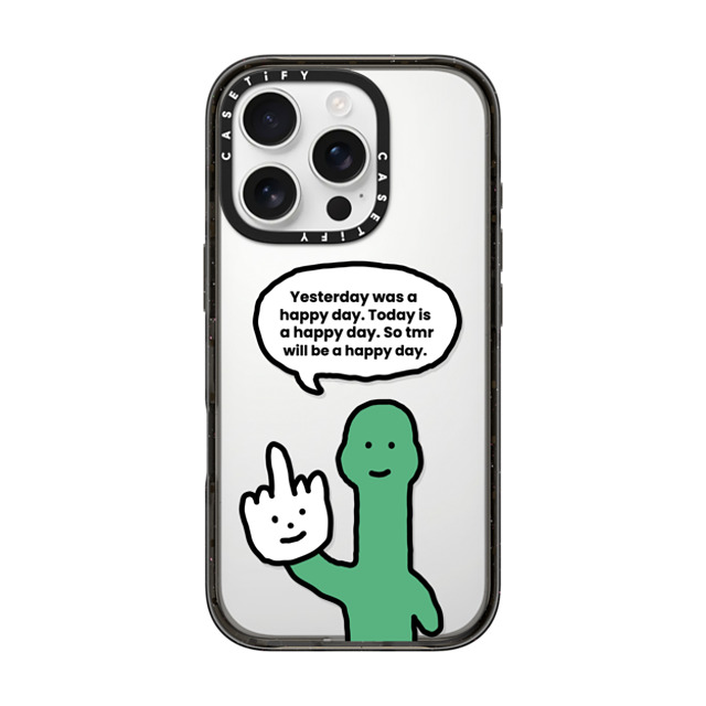 CASETiFY iPhone 16 Pro ケース ブラック インパクトケース I Have Something To Say Custom Case - (Yesterday was a happy day. Today is a happy day. So tmr will be a happy day.) chloechan442