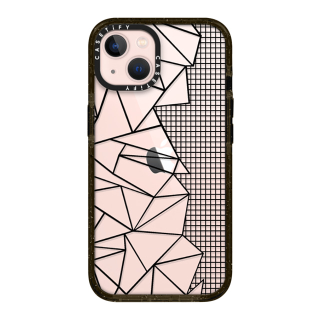 Emeline x CASETiFY iPhone 13 ケース ブラック インパクトケース Ab Outline Grid on Side Black Transparent