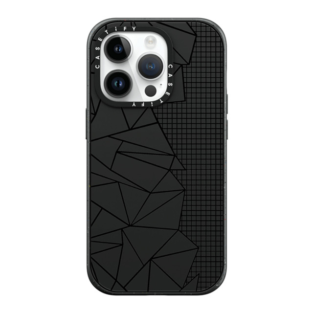 Emeline x CASETiFY iPhone 14 Pro ケース マットブラック インパクトケース MagSafe対応 Ab Outline Grid on Side Black Transparent