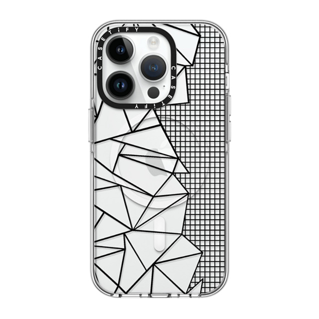 Emeline x CASETiFY iPhone 14 Pro ケース クリア クリア ケース MagSafe対応 Ab Outline Grid on Side Black Transparent