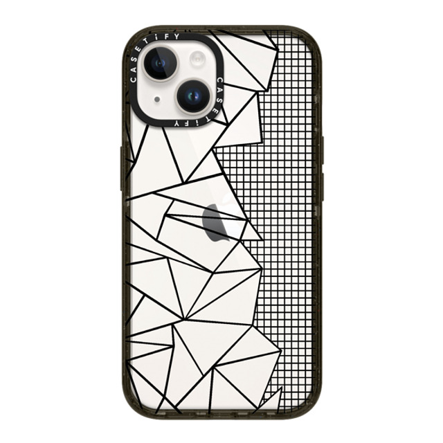 Emeline x CASETiFY iPhone 14 ケース ブラック インパクトケース Ab Outline Grid on Side Black Transparent