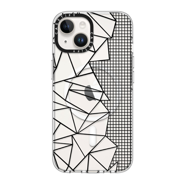 Emeline x CASETiFY iPhone 14 ケース クリア クリア ケース MagSafe対応 Ab Outline Grid on Side Black Transparent