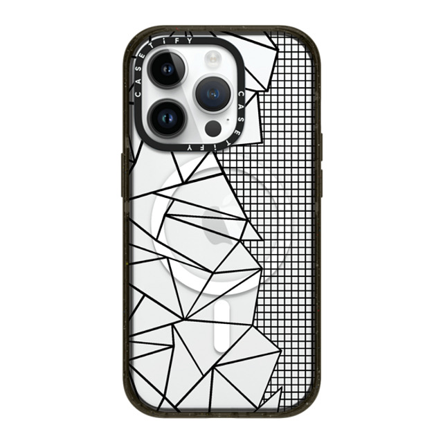 Emeline x CASETiFY iPhone 14 Pro ケース ブラック インパクトケース MagSafe対応 Ab Outline Grid on Side Black Transparent