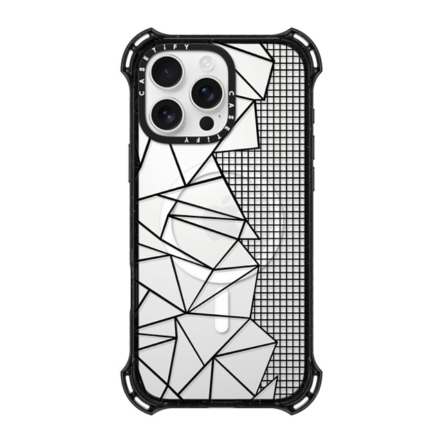 Emeline x CASETiFY iPhone 16 Pro Max ケース ブラック バウンスケース Ab Outline Grid on Side Black Transparent