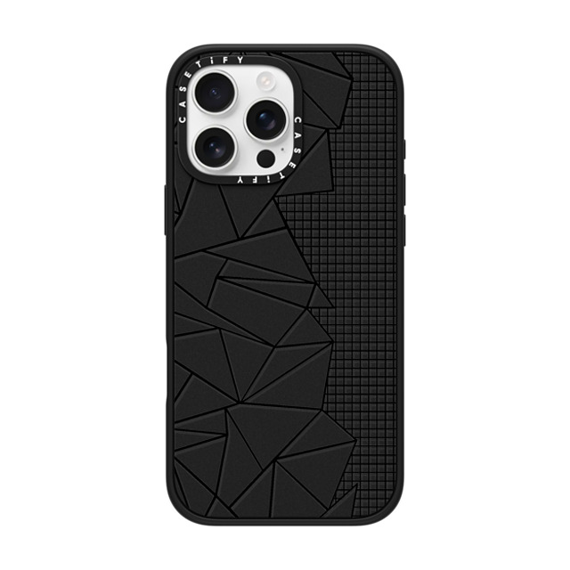 Emeline x CASETiFY iPhone 16 Pro Max ケース マットブラック インパクトケース Ab Outline Grid on Side Black Transparent