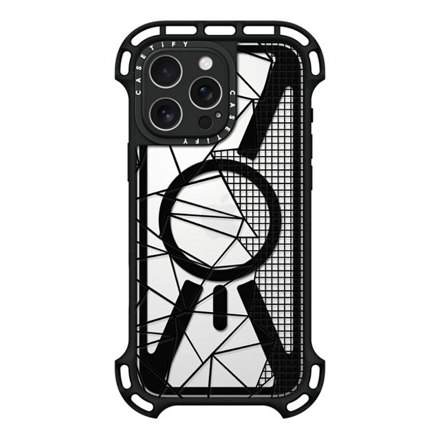 Emeline x CASETiFY iPhone 16 Pro Max ケース ブラック ウルトラ バウンスケース MagSafe対応 Ab Outline Grid on Side Black Transparent