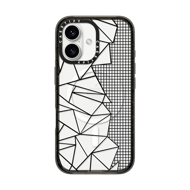 Emeline x CASETiFY iPhone 16 ケース ブラック インパクトケース MagSafe対応 Ab Outline Grid on Side Black Transparent