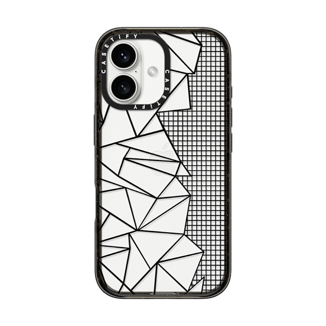 Emeline x CASETiFY iPhone 16 ケース ブラック インパクトケース Ab Outline Grid on Side Black Transparent