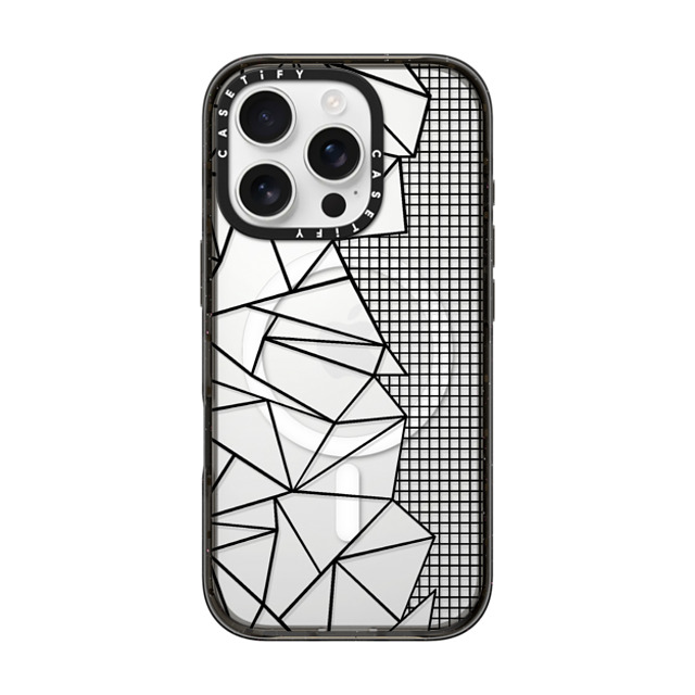 Emeline x CASETiFY iPhone 16 Pro ケース ブラック インパクトケース MagSafe対応 Ab Outline Grid on Side Black Transparent