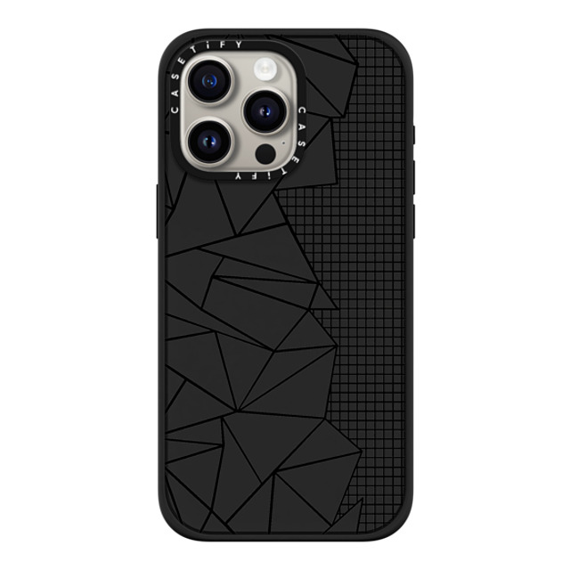 Emeline x CASETiFY iPhone 15 Pro Max ケース マットブラック インパクトケース MagSafe対応 Ab Outline Grid on Side Black Transparent