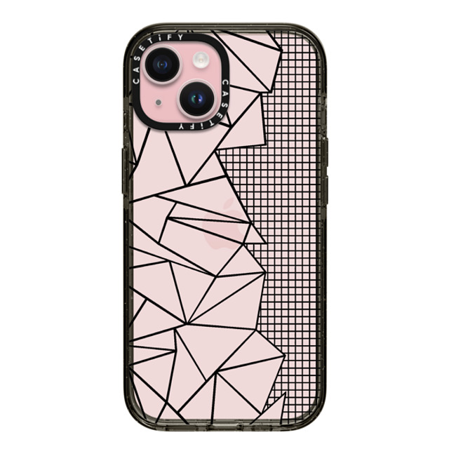 Emeline x CASETiFY iPhone 15 ケース ブラック インパクトケース Ab Outline Grid on Side Black Transparent