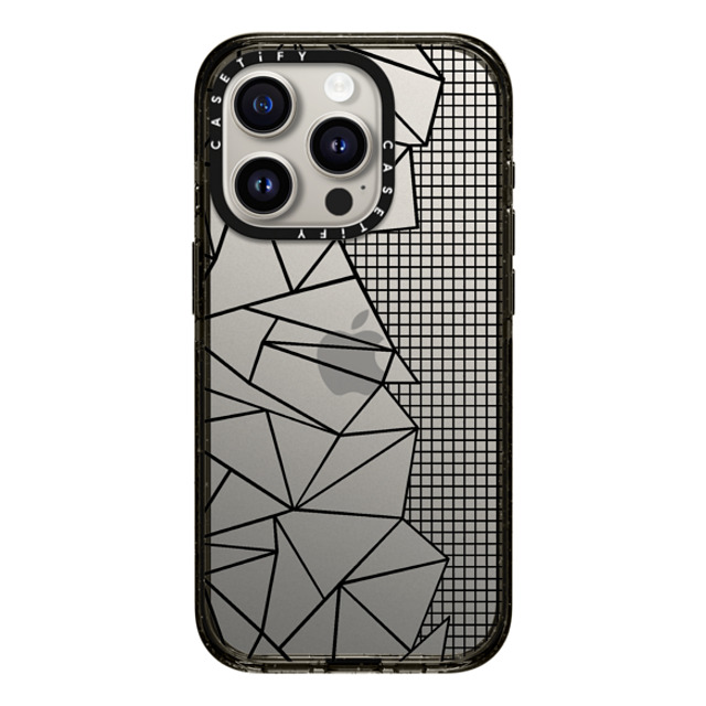 Emeline x CASETiFY iPhone 15 Pro ケース ブラック インパクトケース Ab Outline Grid on Side Black Transparent