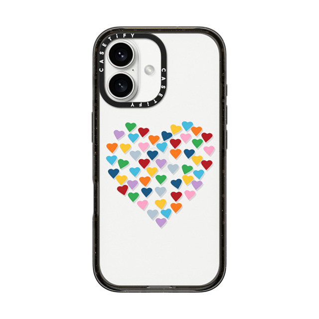 Emeline x CASETiFY iPhone 16 Case Heart,Pattern ブラック インパクトケース Hearts Heart Rainbow Mother's Day Emeline x CASETiFY iPhone 16 Case Heart,Pattern ブラック インパクトケース Hearts Heart Rainbow Mother's Day