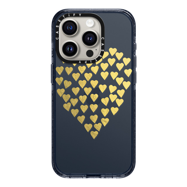 Emeline x CASETiFY iPhone 15 Pro ケース Classic Blue インパクトケース Hearts Heart Gold Transparent #2 Back to School Emeline x CASETiFY iPhone 15 Pro ケース Classic Blue インパクトケース Hearts Heart Gold Transparent #2 Back to School
