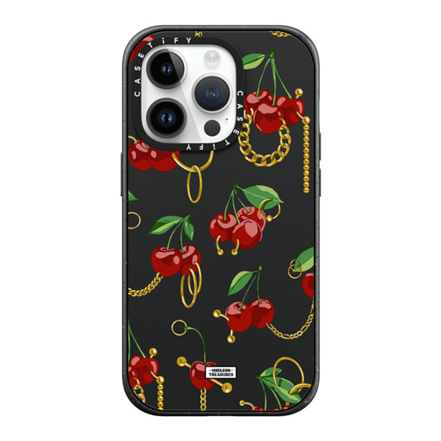 Useless Treasures x CASETiFY iPhone 14 Pro ケース マットブラック インパクトケース MagSafe対応 Cherry Bling By Useless Treasures