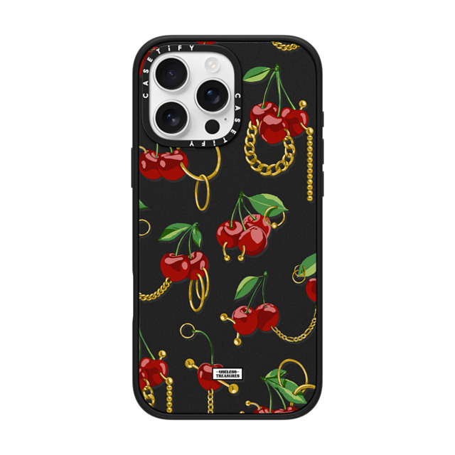 Useless Treasures x CASETiFY iPhone 16 Pro Max ケース マットブラック インパクトケース MagSafe対応 Cherry Bling By Useless Treasures