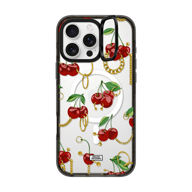 Useless Treasures x CASETiFY iPhone 16 Pro Max ケース ブラック インパクトリングスタンドケース MagSafe対応 Cherry Bling By Useless Treasures