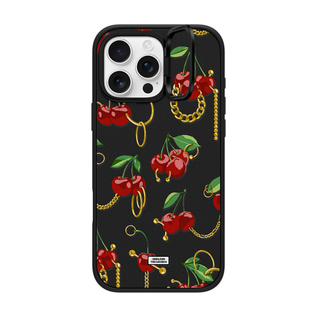 Useless Treasures x CASETiFY iPhone 16 Pro Max ケース マットブラック インパクトリングスタンドケース MagSafe対応 Cherry Bling By Useless Treasures